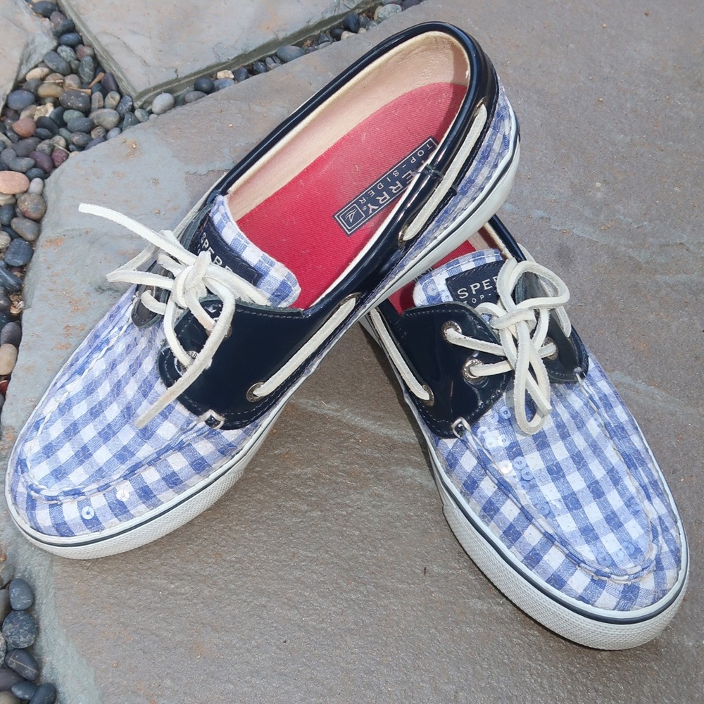 Sperry Top-Sider Blue / White Plaid with Sequins